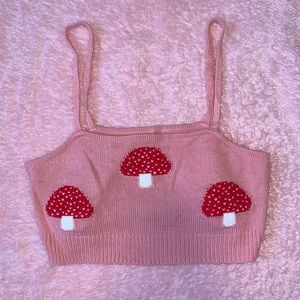 Funky Pink Mushroom Crop Top